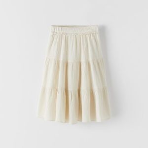 TIERED TEXTURED MIDI SKIRT ZARA